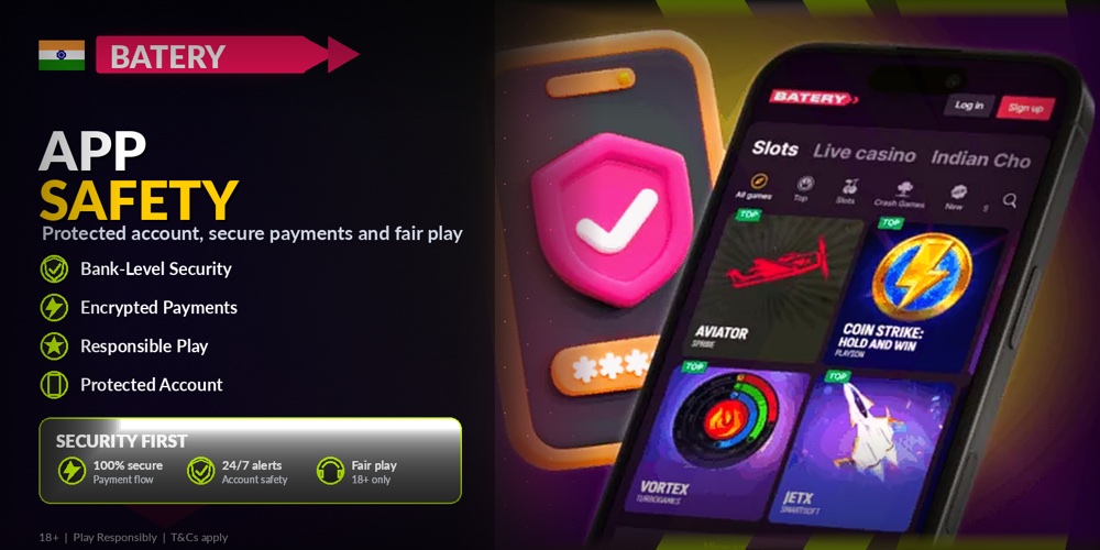 BateryBet app safety features