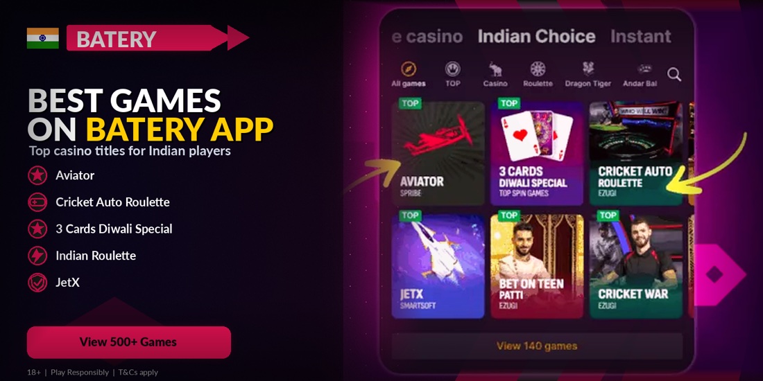 Best casino games on BateryBet app