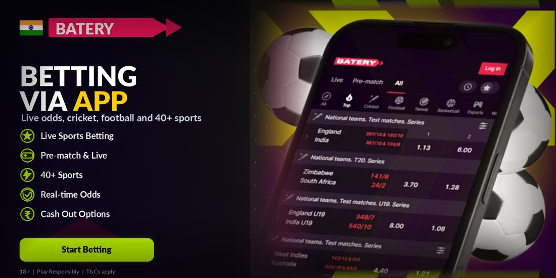Betting via BateryBet app