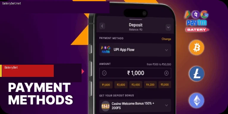 Payment methods at BateryBet India